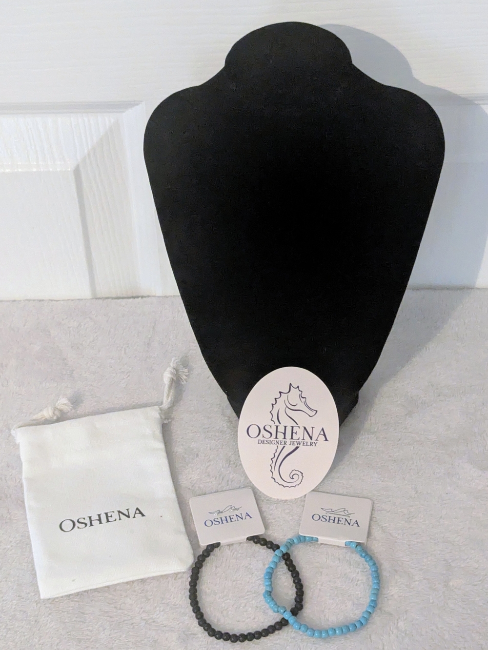 Oshena Turquoise & Black Obsidian Women’s Black & Turquoise Beaded Bracelet Set